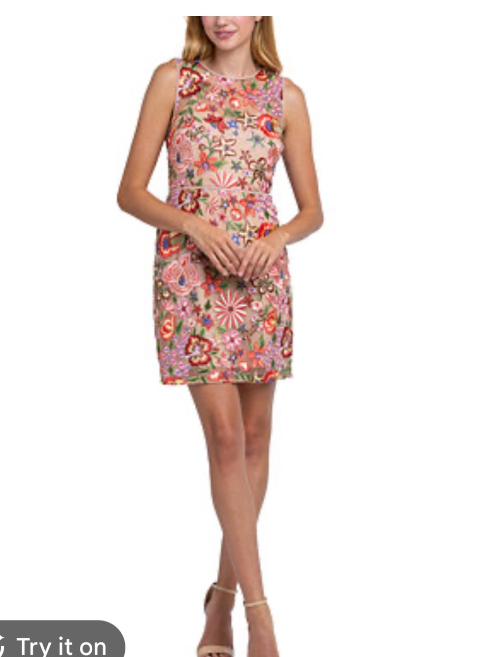 Sam Edelman Peach Floral Embroidered Dress
